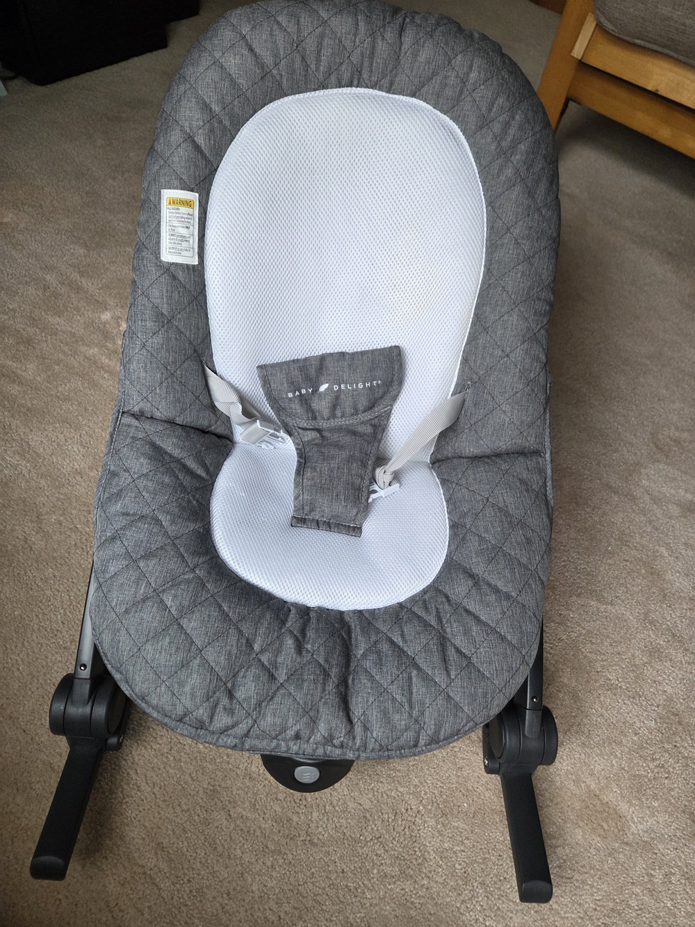Baby Delight Gray Quilted Infant Bouncer/ Rocker